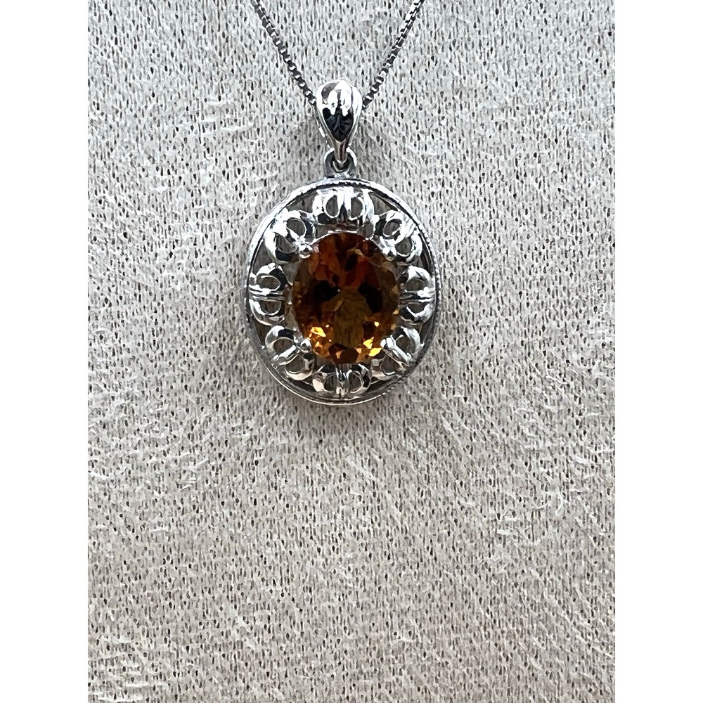 Citrine Gemstone Pendant and Ring 925 Sterling Silver 18" Chain Size 7 Ring - Picture 5 of 16